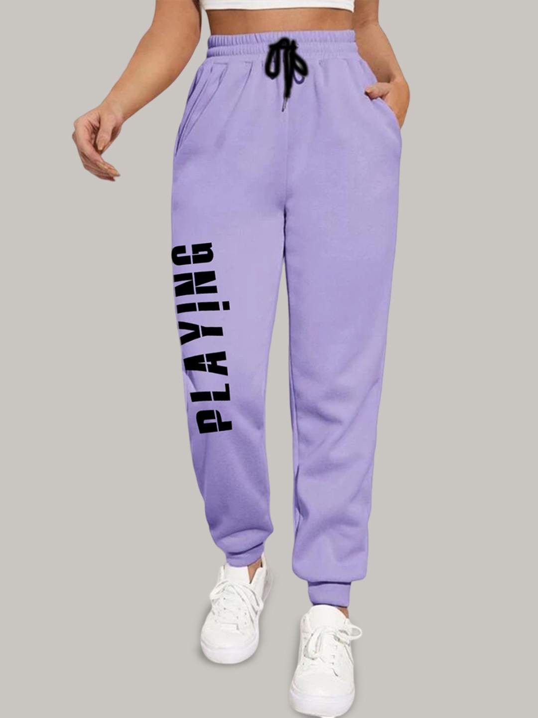 

TABADTOD Women Printed Relaxed Mid-Rise Stretchable Joggers, Purple