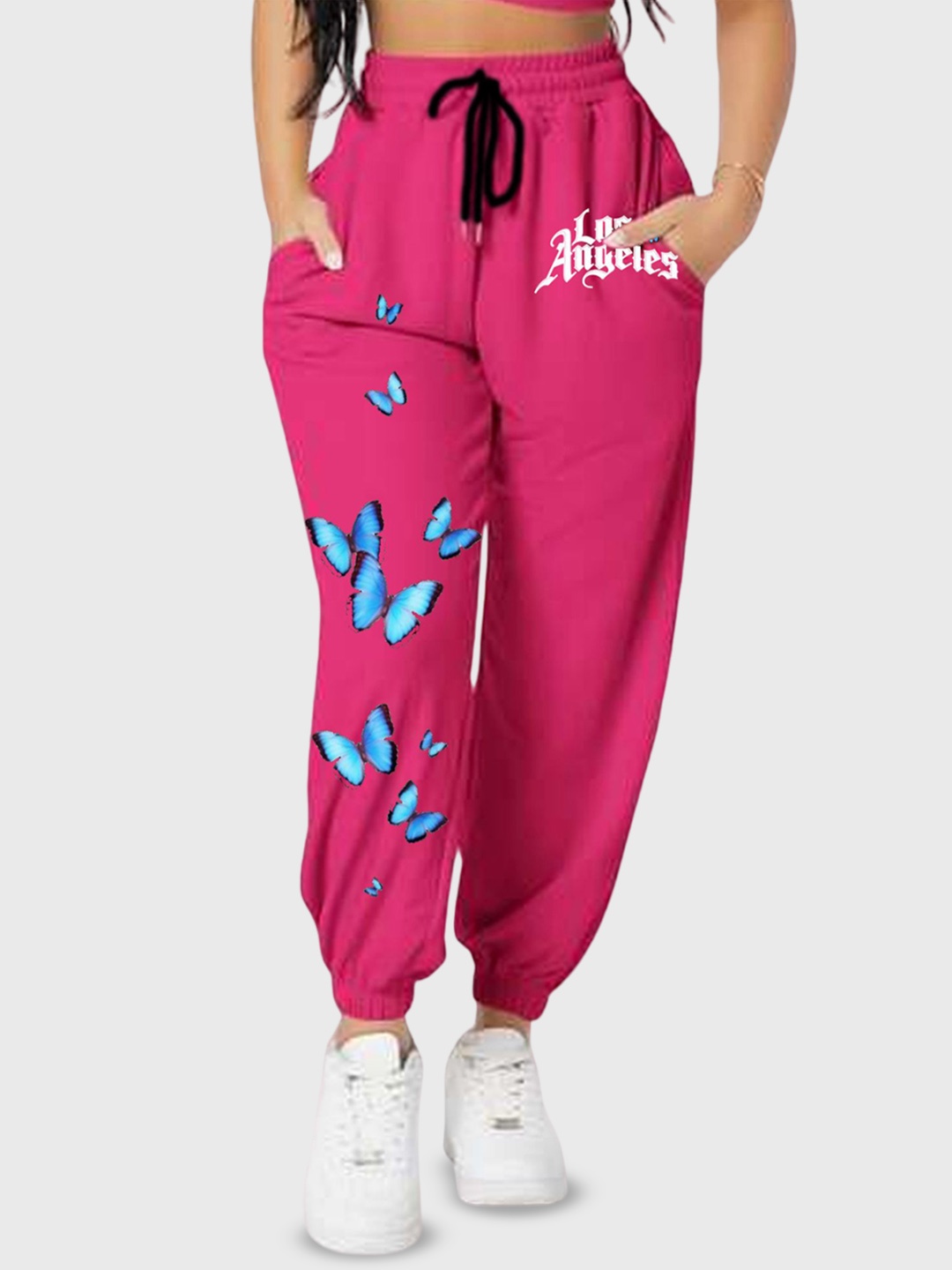 

TABADTOD Women Printed Relaxed High-Rise Jogger Trousers, Pink