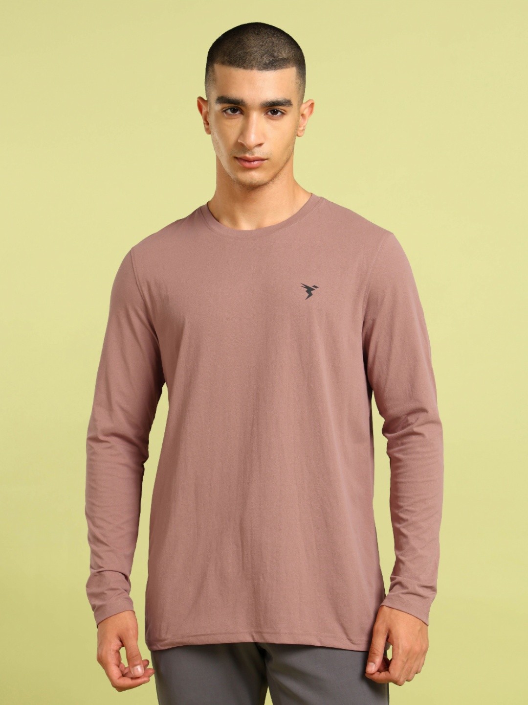 

Technosport Men UPF50 Solid Round Neck Polyester Slim Fit Tshirt, Brown