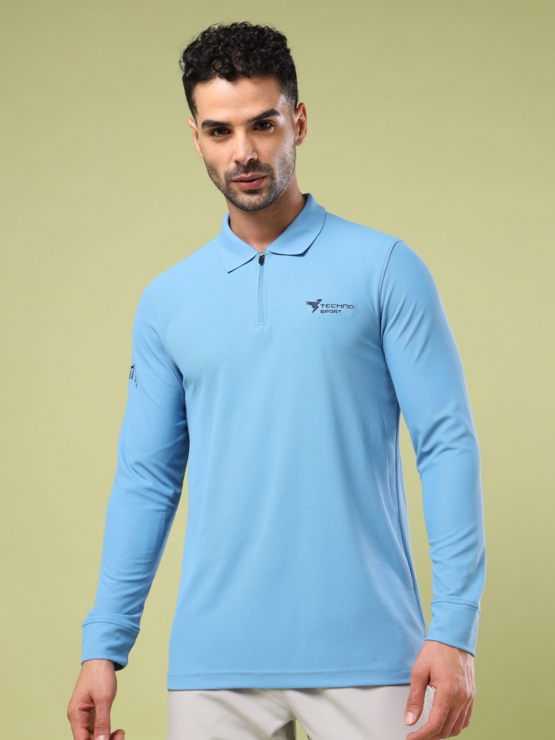 

Technosport Polo Collar UPF50 Slim Fit Sports Tshirt, Blue