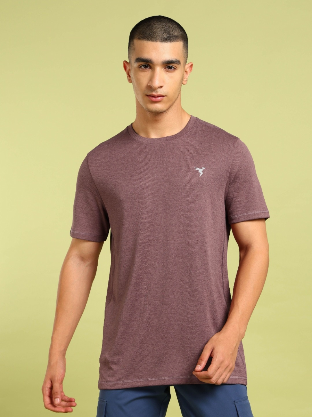 

Technosport Round Neck Slim Fit UPF50 Sports Tshirt, Coffee brown