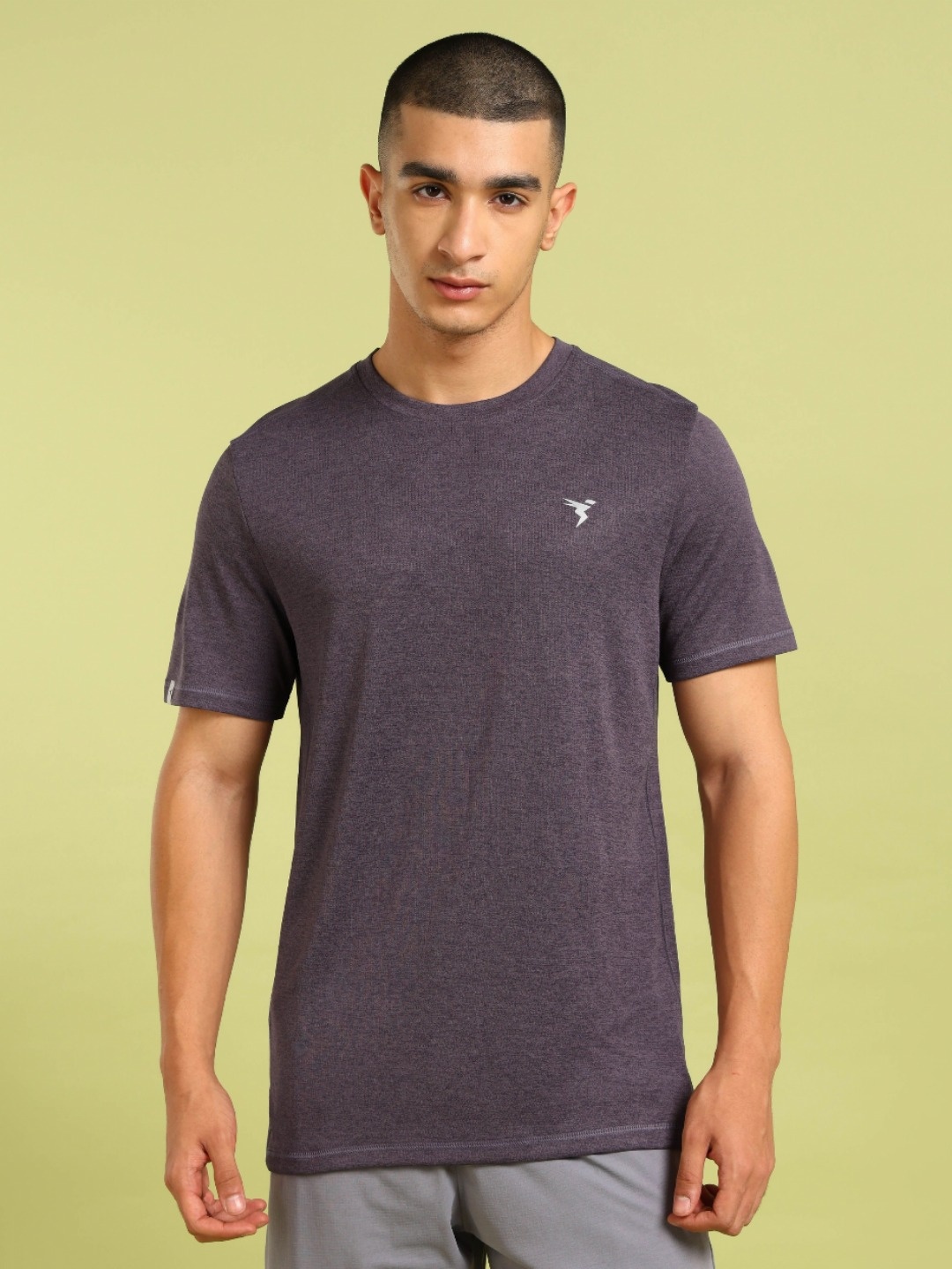 

Technosport Men UPF50 Solid Round Neck Polyester Slim Fit Tshirt, Grey