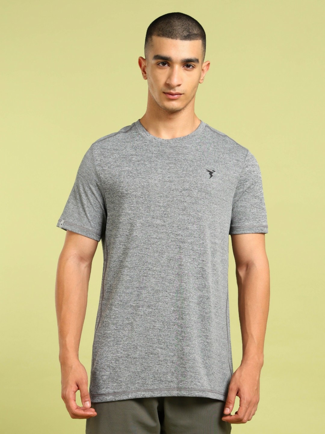 

Technosport Round Neck Slim Fit UPF50 Sports Tshirt, Grey melange