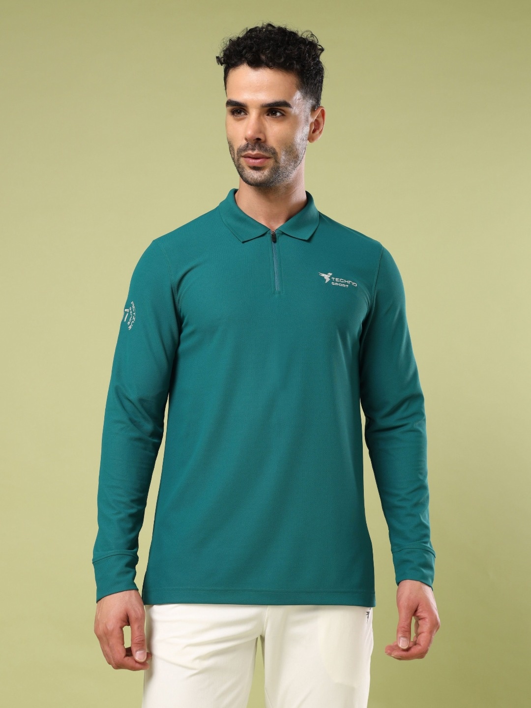 

Technosport Polo Collar UPF50 Slim Fit Tshirt, Green