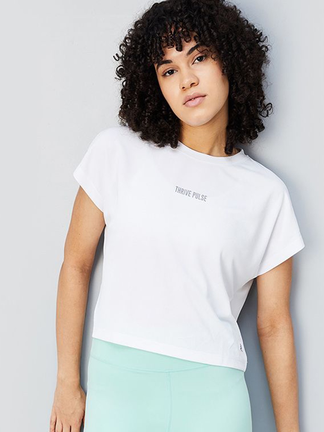 max Women Typography Extended Sleeves Pockets T-shirt, Off white