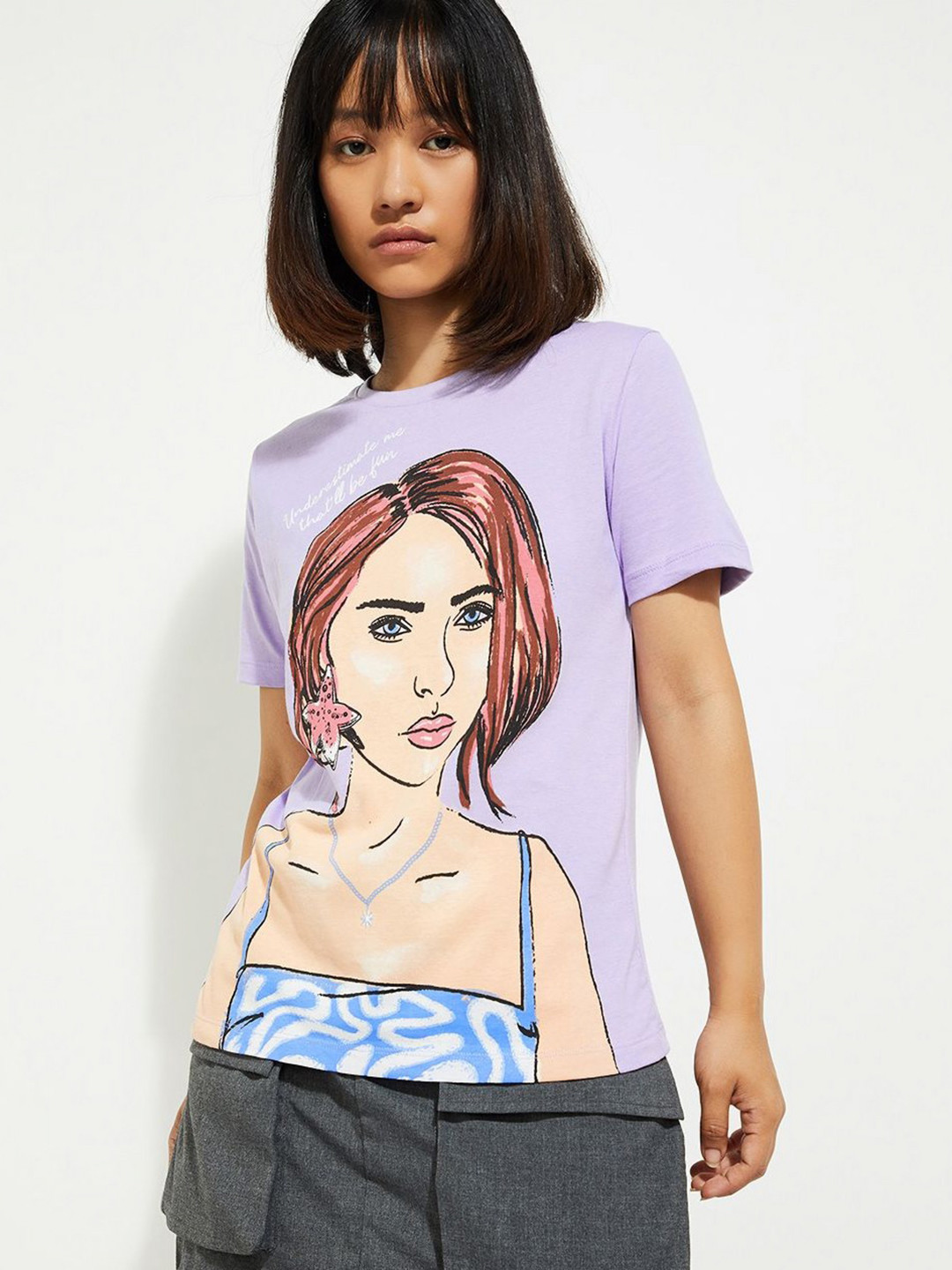 

max URB_N Women Graphic Printed T-shirt, Purple