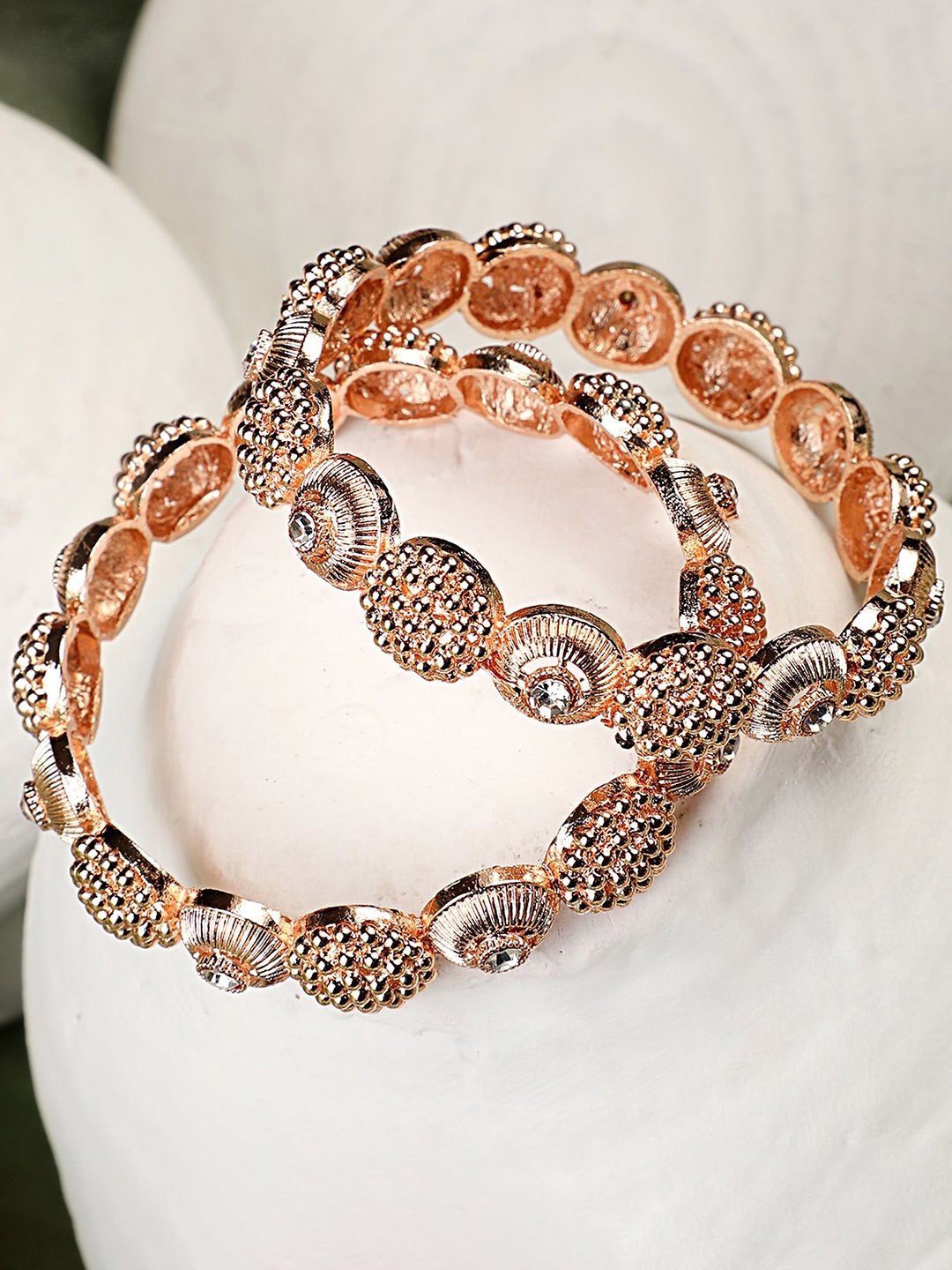 

MODE MANIA Rose Gold-Plated Stones-Studded Bangles