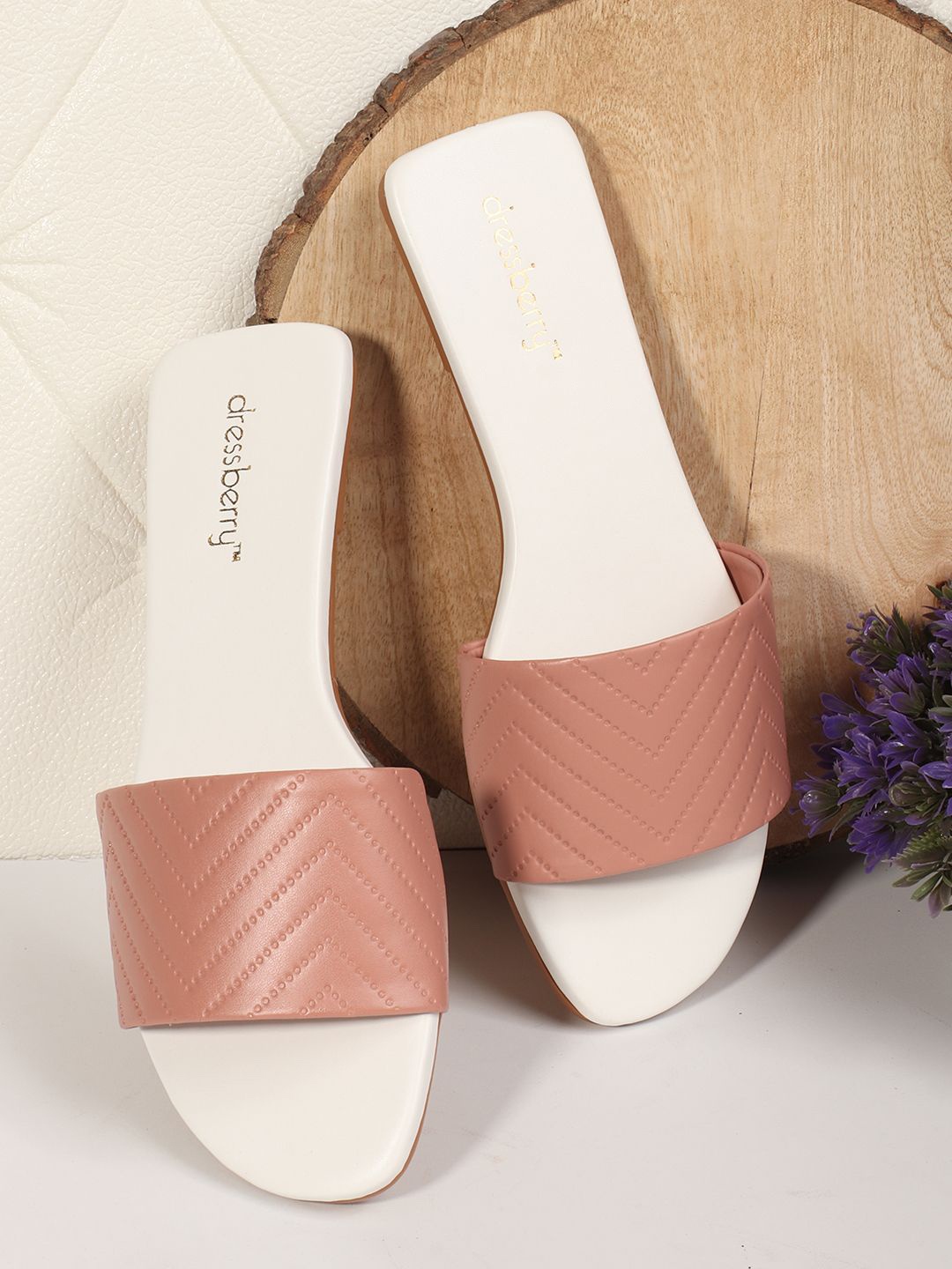 

DressBerry Women Slip On Laser Cuts Open Toe Flats, Peach