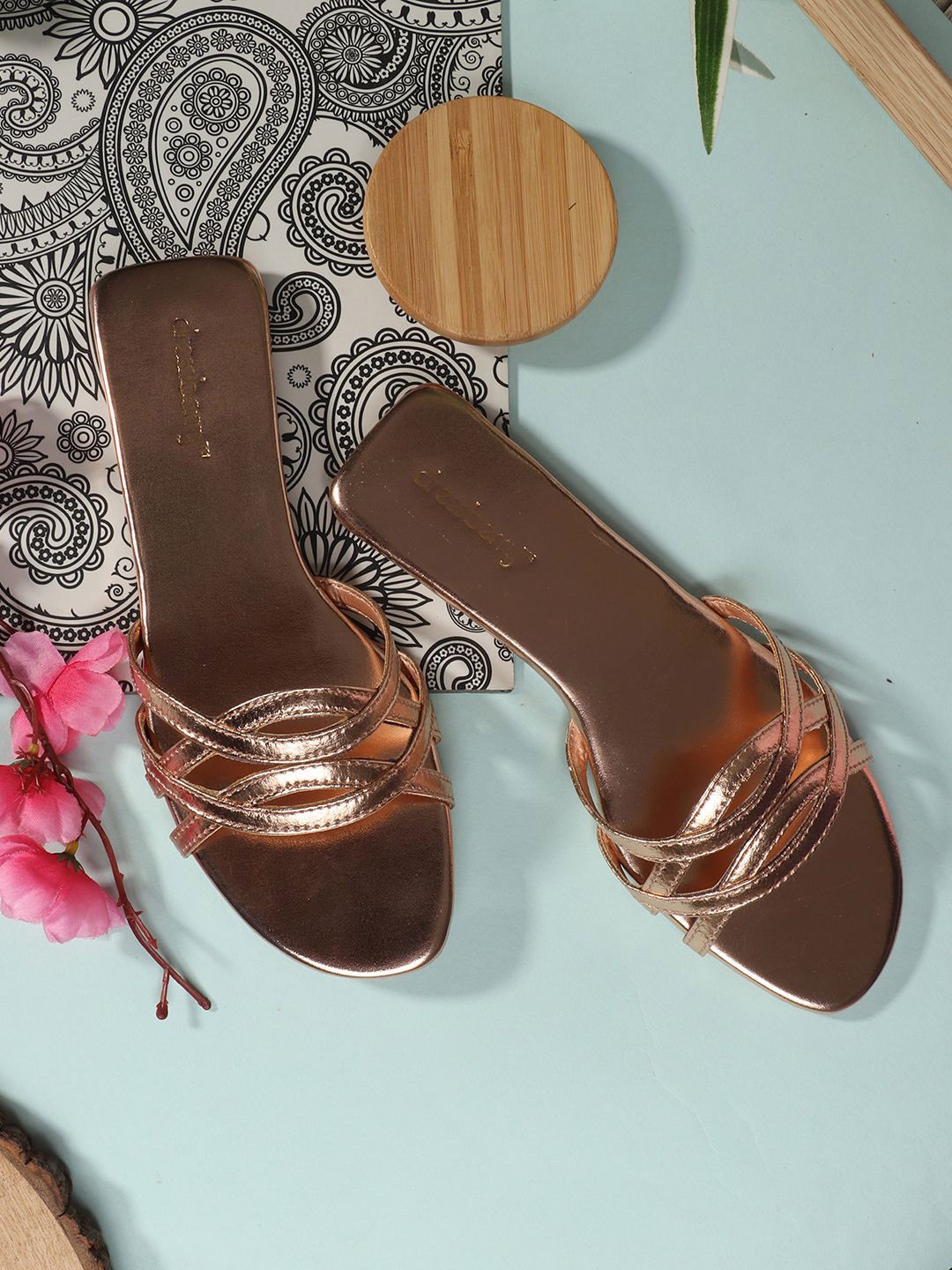 

DressBerry Women Open Toe Flats, Gold