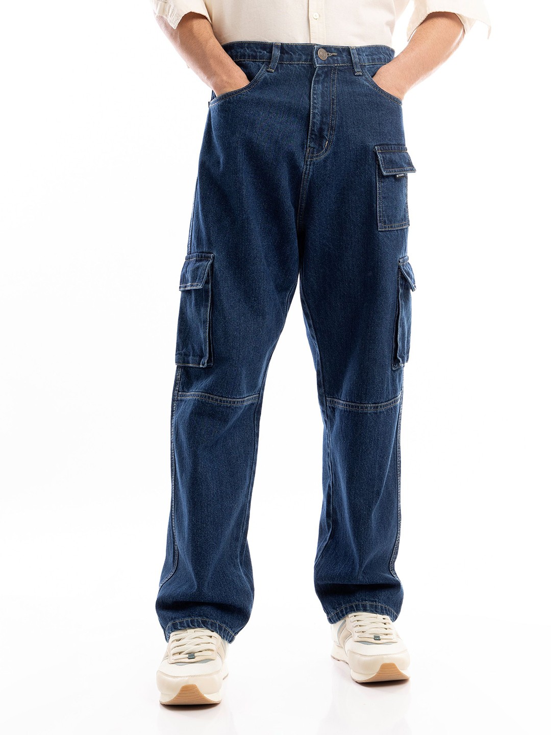 

Beyoung Men Relaxed Loose Fit Cargos Trousers, Blue