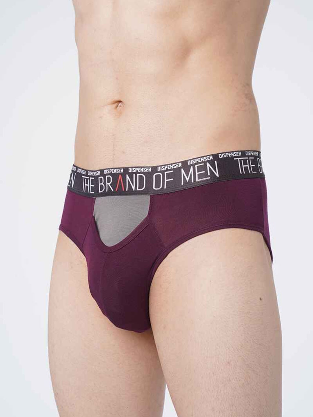 

DISPENSER Men Stretchable Mid-Rise Basic Briefs- S4-Brief-Wine-M, Maroon