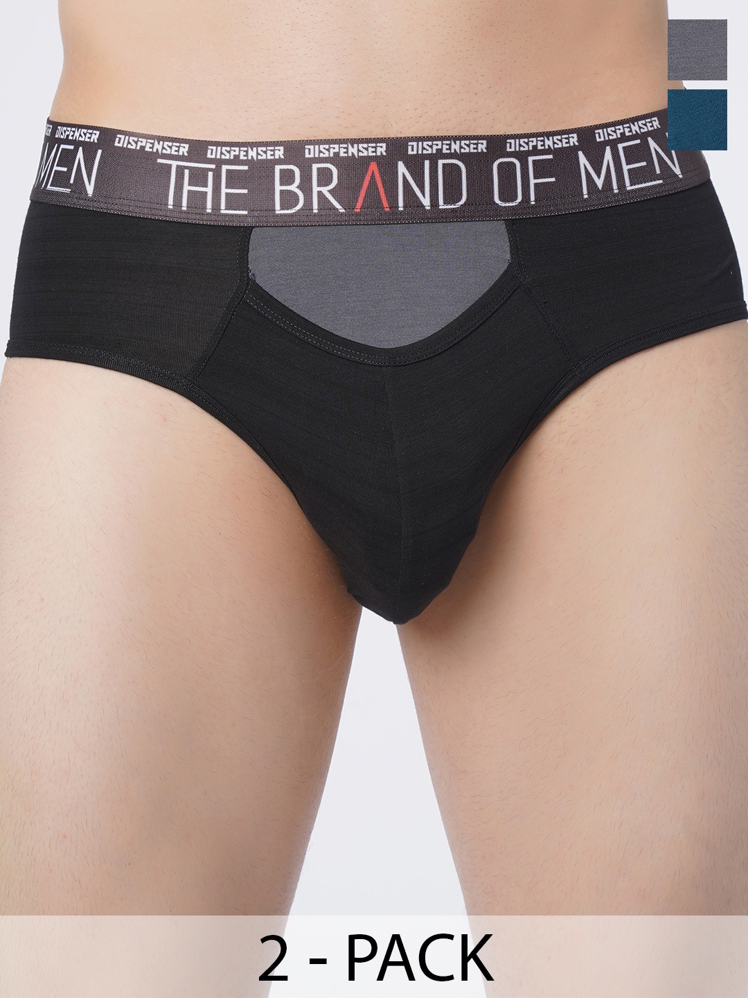 

DISPENSER Pack Of 2 Mid Rise Basic Briefs S4-Brief-Airforce-Black-M, Teal