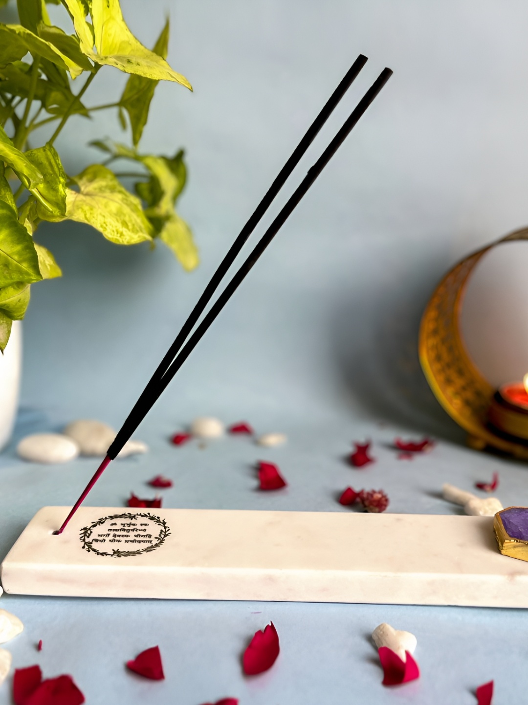 

HOMEARTE Beige Gayatri Mantra Printed Incense Stick Holder