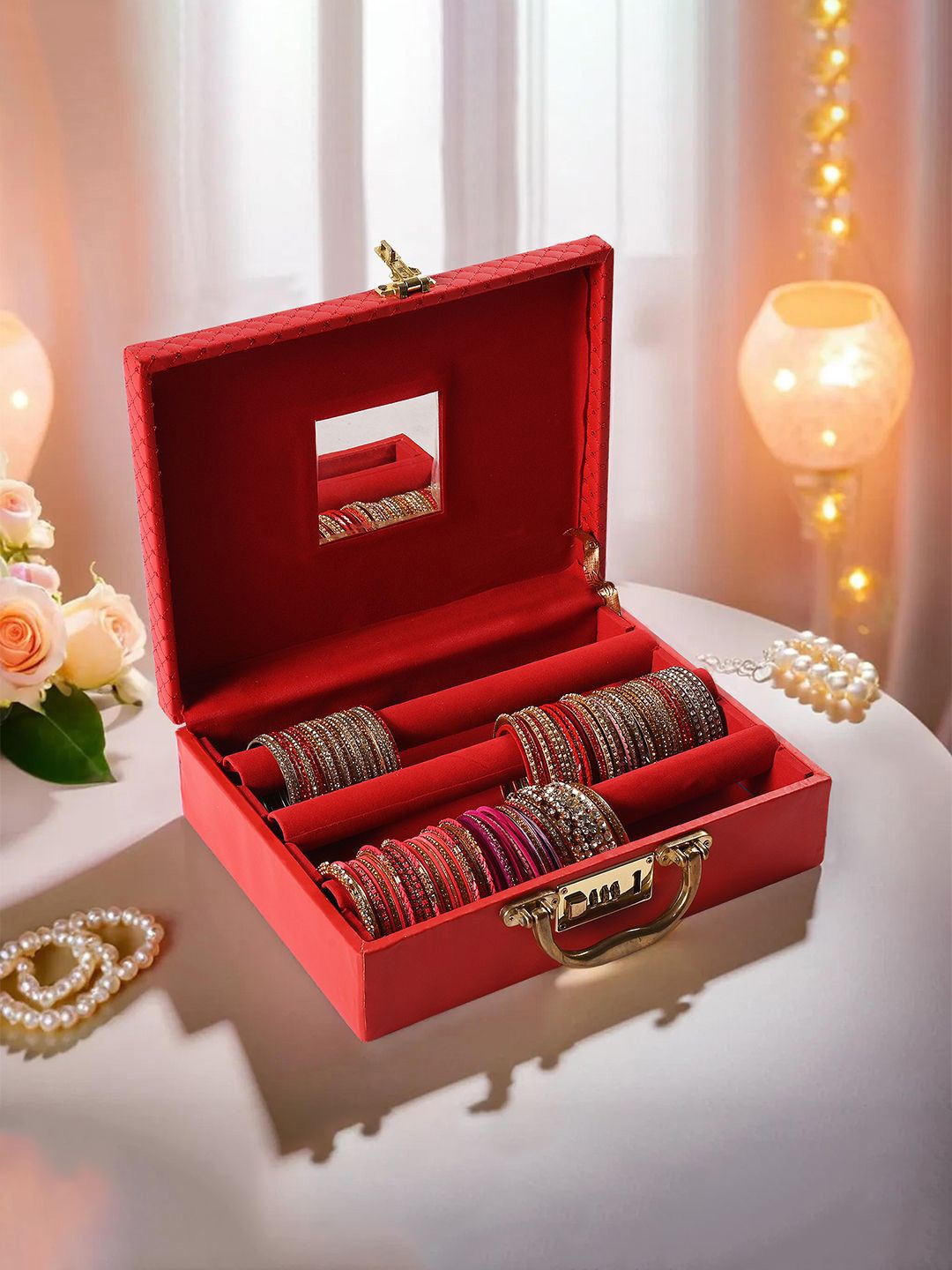

Kuber Industries Red Regular Jewellery Organiser