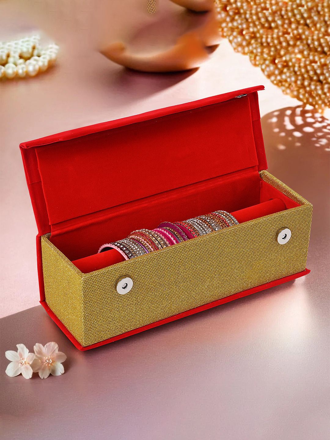 

Kuber Industries Red & Gold Toned Regular Jewellery Organiser