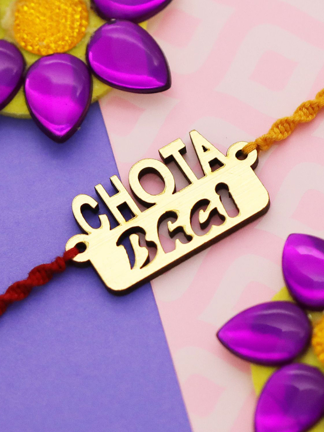 

Silver Shine Set of 3 Evil Eye Beaded Thread Rakhis With Pooja Thali & Roli Chawal, Gold