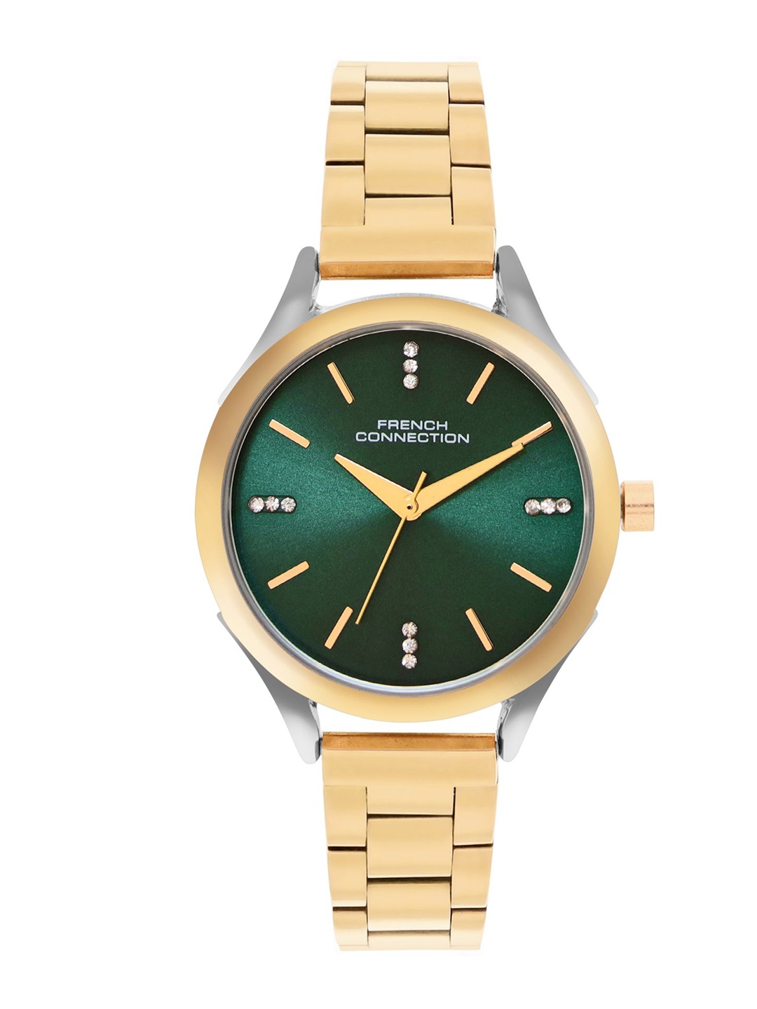 

French Connection Women Embellished Dial & Bracelet Style Straps Analogue Watch FCN099NGM, Green