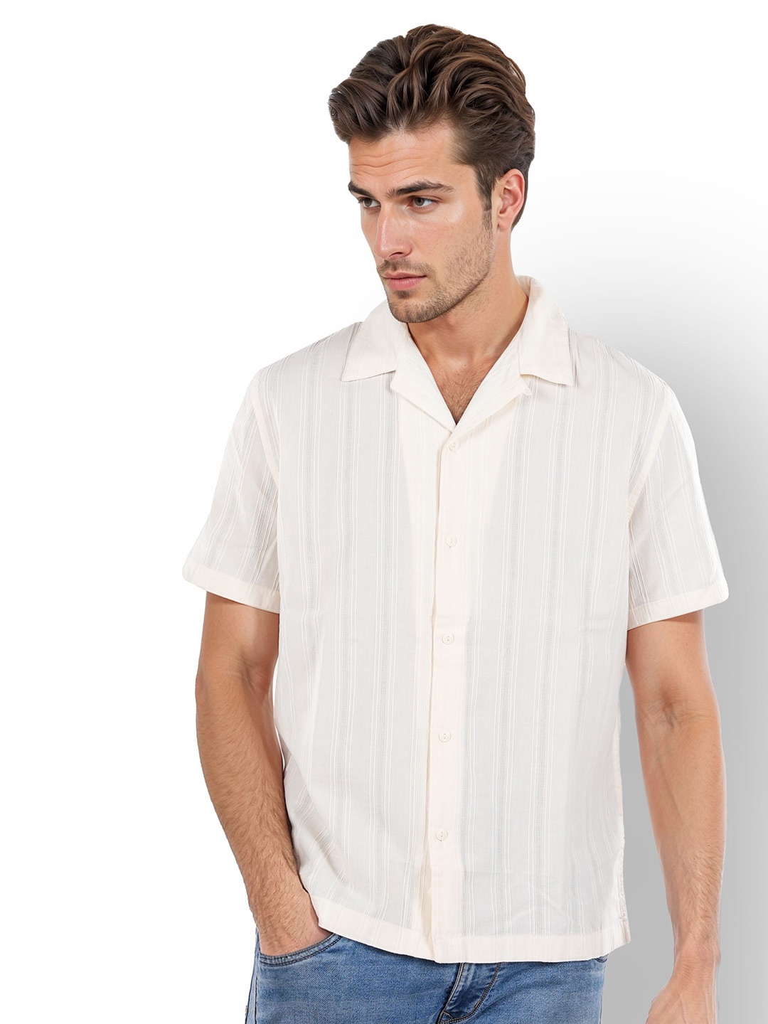 

Celio Men Classic Opaque Casual Shirt, Beige