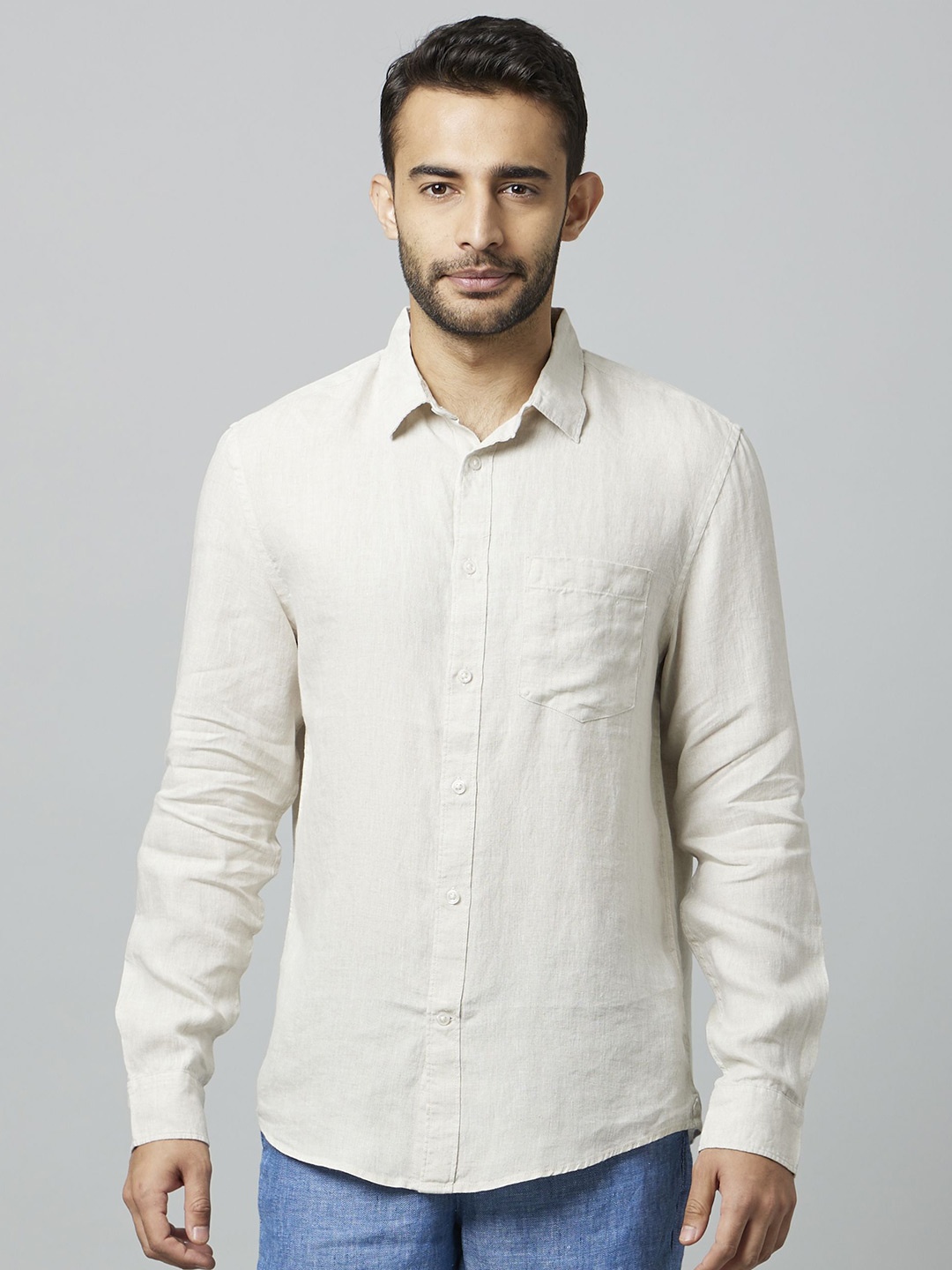 

Celio Men Classic Opaque Casual Shirt, Beige