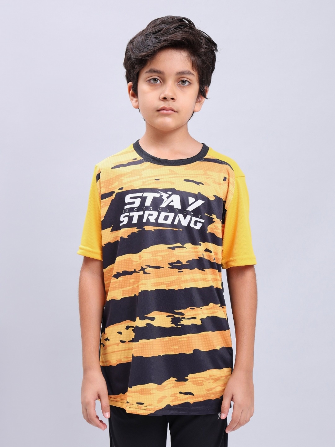 

Technosport Boys UPF50 Printed Round Neck Slim Fit Tshirt, Orange