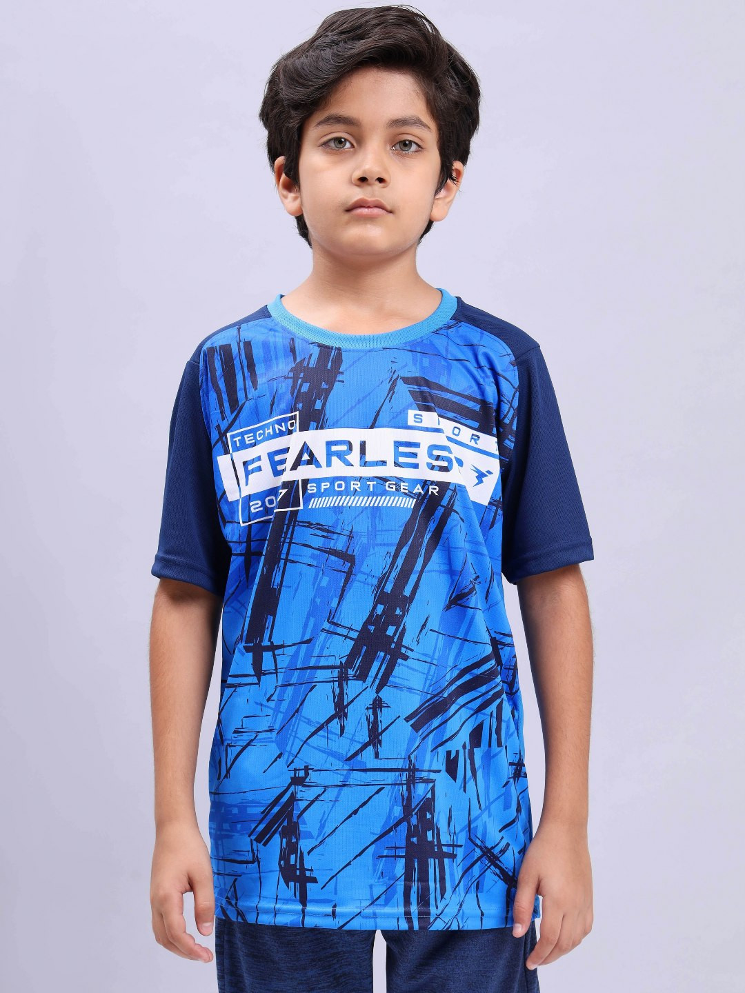 

Technosport Boys UPF50 Printed Round Neck Slim Fit Tshirt, Blue