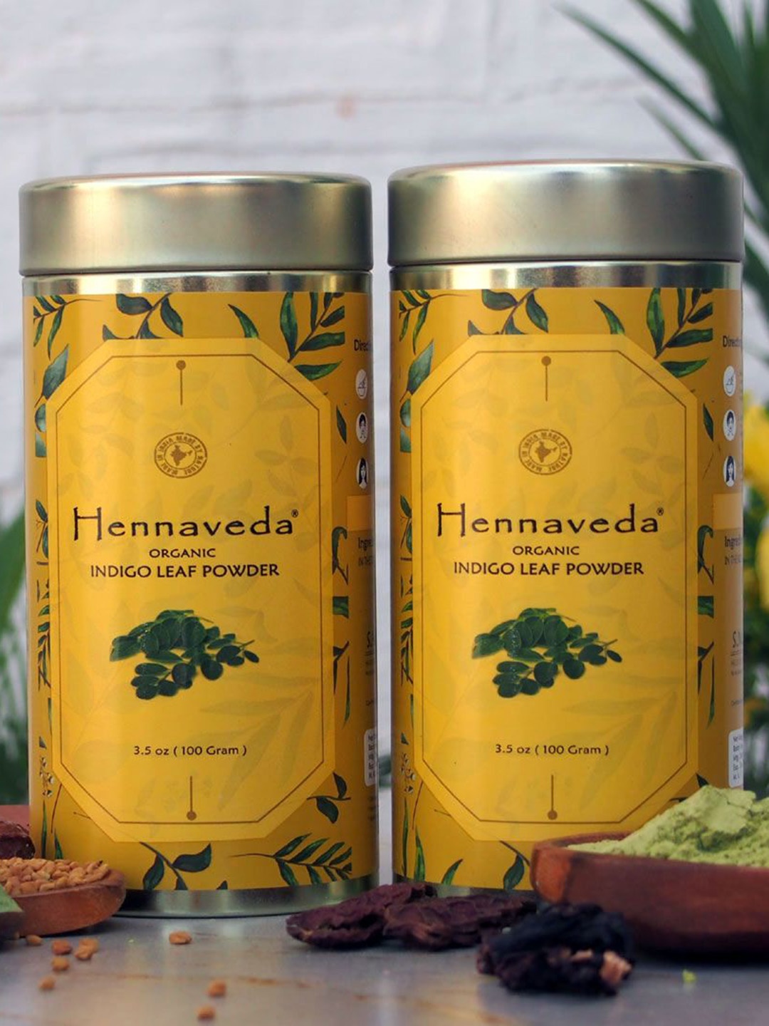 

HENNAVEDA Set of 2 Organic Indigo Leaf Powder 100 g each - Black