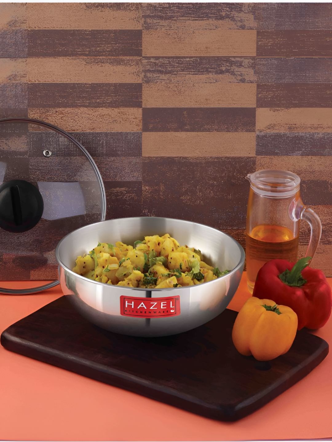 

HAZEL Transparent Glass Tasla Cookware with Cover Lid 3 L, Silver