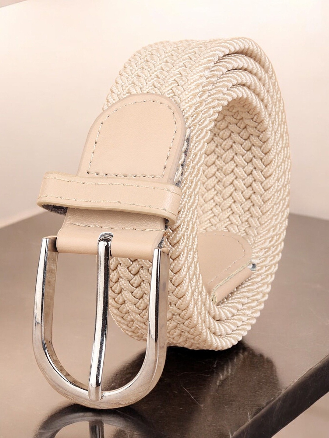 

The Roadster Lifestyle Co. Men Braided Tang Closure Belt, Beige