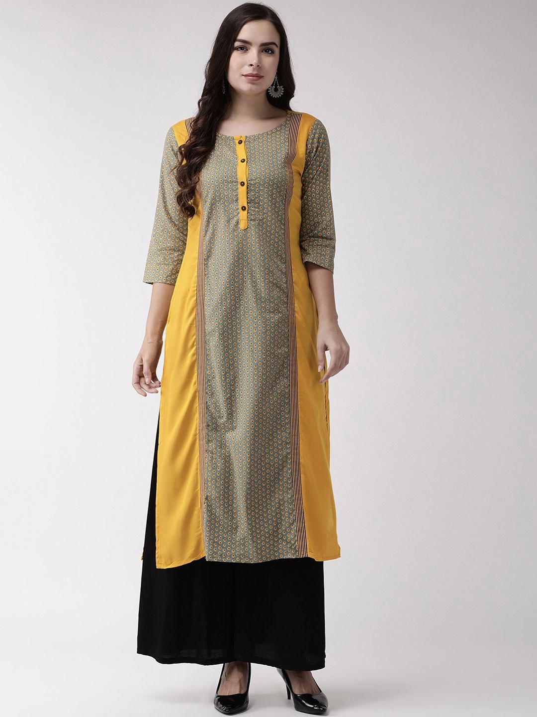 

Anouk Green Abstract Printed Pure Cotton Straight Kurta