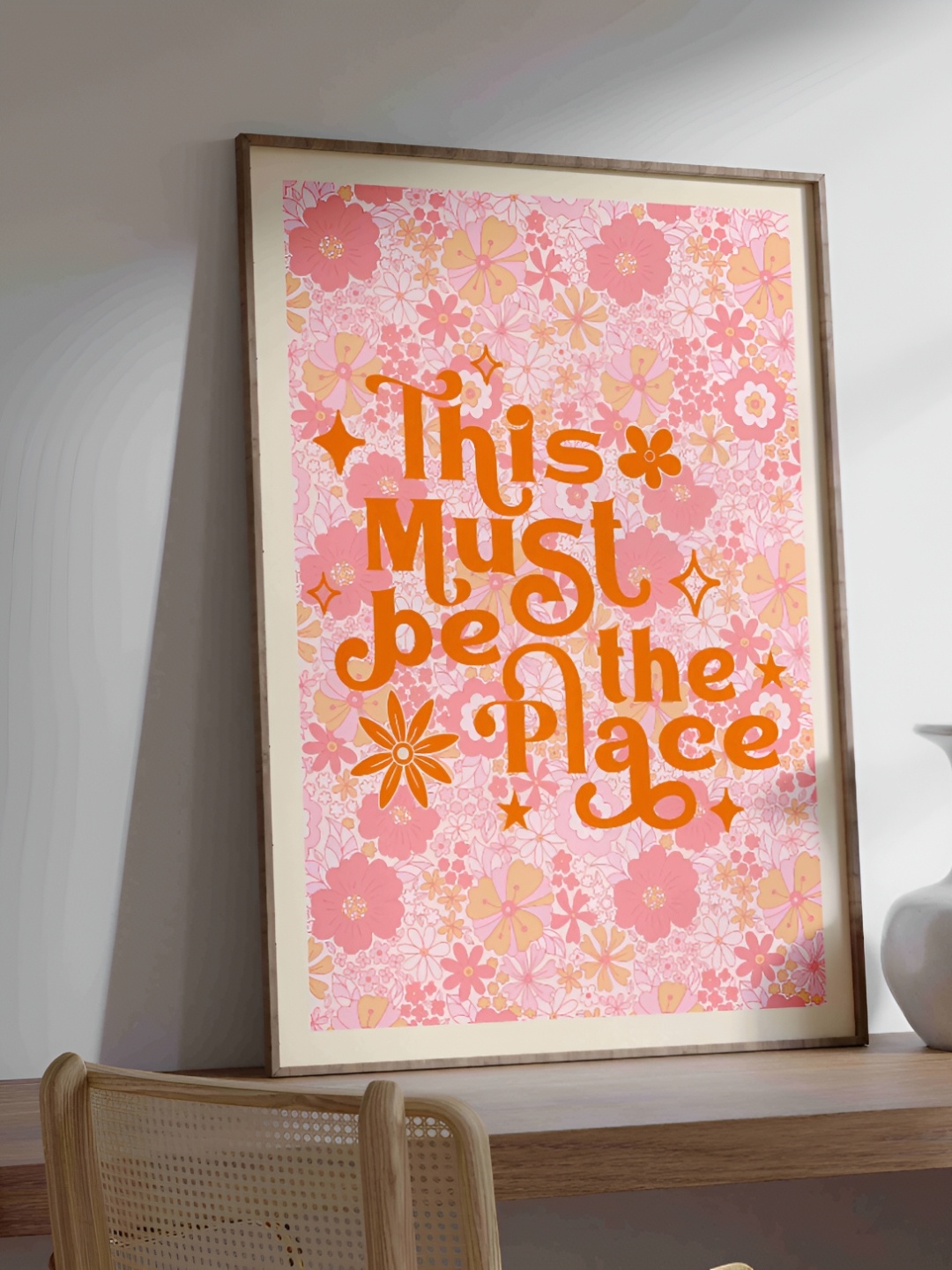 

SAF Pink & Orange Slogan Wooden Painting Wall Art