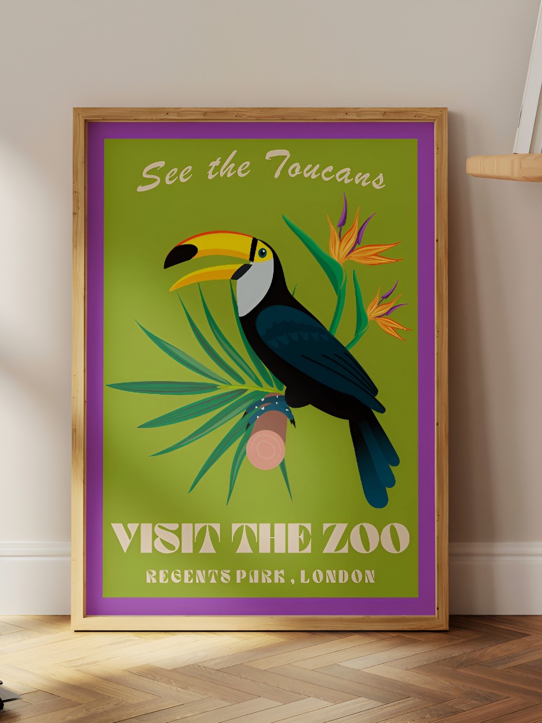 

SAF Purple & Green Bird Wooden Painting Wall Art