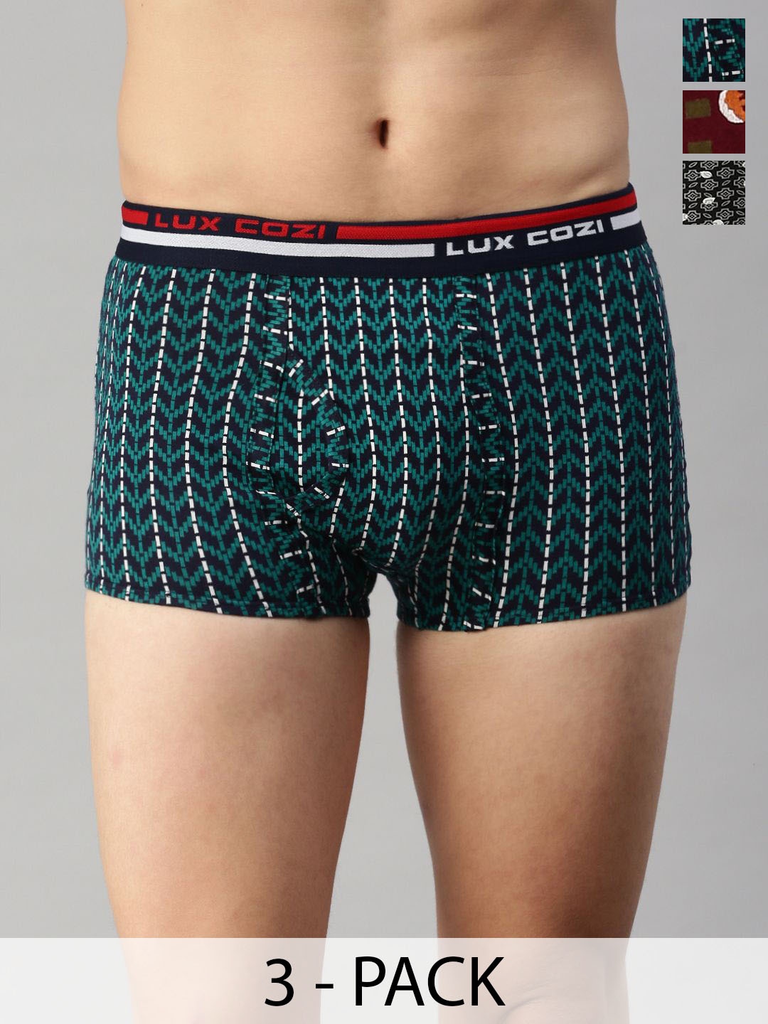 

Lux Cozi Pack Of 3 Men Printed Assorted Trunks CZ_BGT_SL_PRT_OE_AST1_3PC