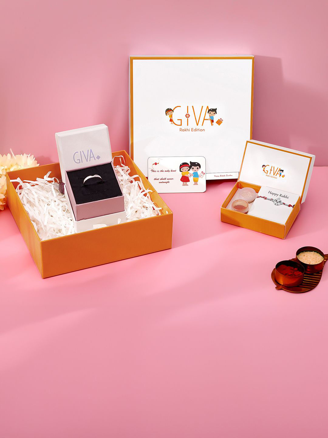 

GIVA Set of 2 925 Silver Rakhi with Ring & Roli Chawal
