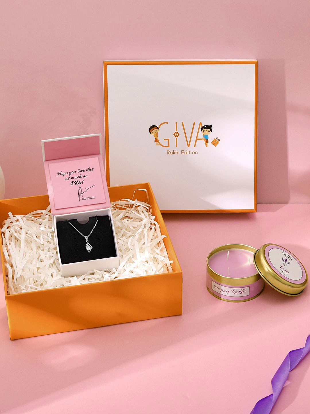 

GIVA 925 Silver Pendent Chain With Candle Rakhi Gift Set