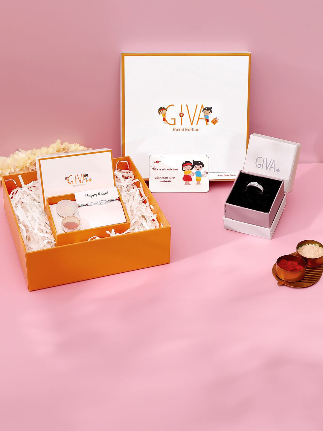 

GIVA Set Of 2 925 Sterling Silver-Plated Charm Rakhi With Ring & Roli Chawal