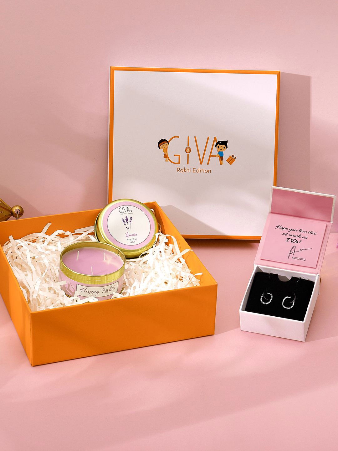 

GIVA 925 Sterling Silver Cubic Zirconia Earring With Candle Rakhi Gifs Set