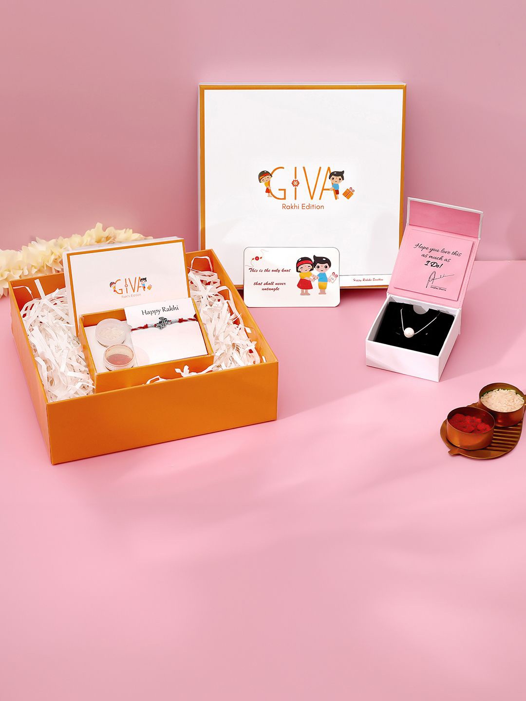

GIVA Set Of 2 925 Silver Sweetest Bond Stone Studded & Beaded Rakhi Gift Set