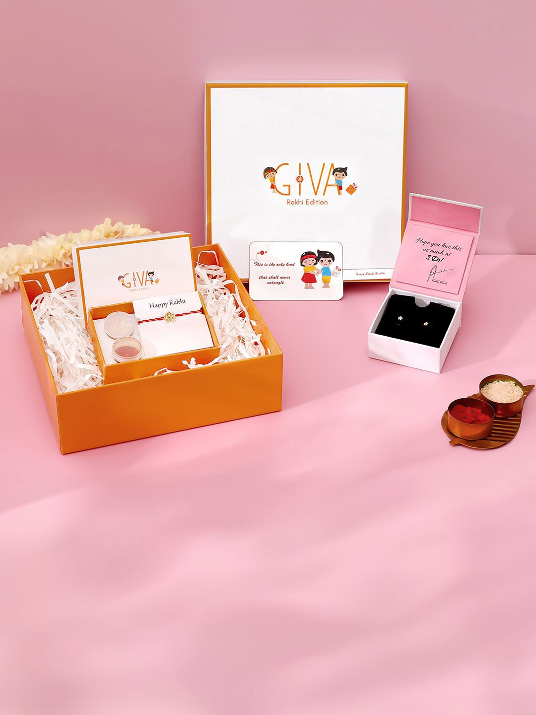 

GIVA Set Of 2 925 Silver Gold-Plated Ganesha Charm Rakhi With Studs & Roli Chawal