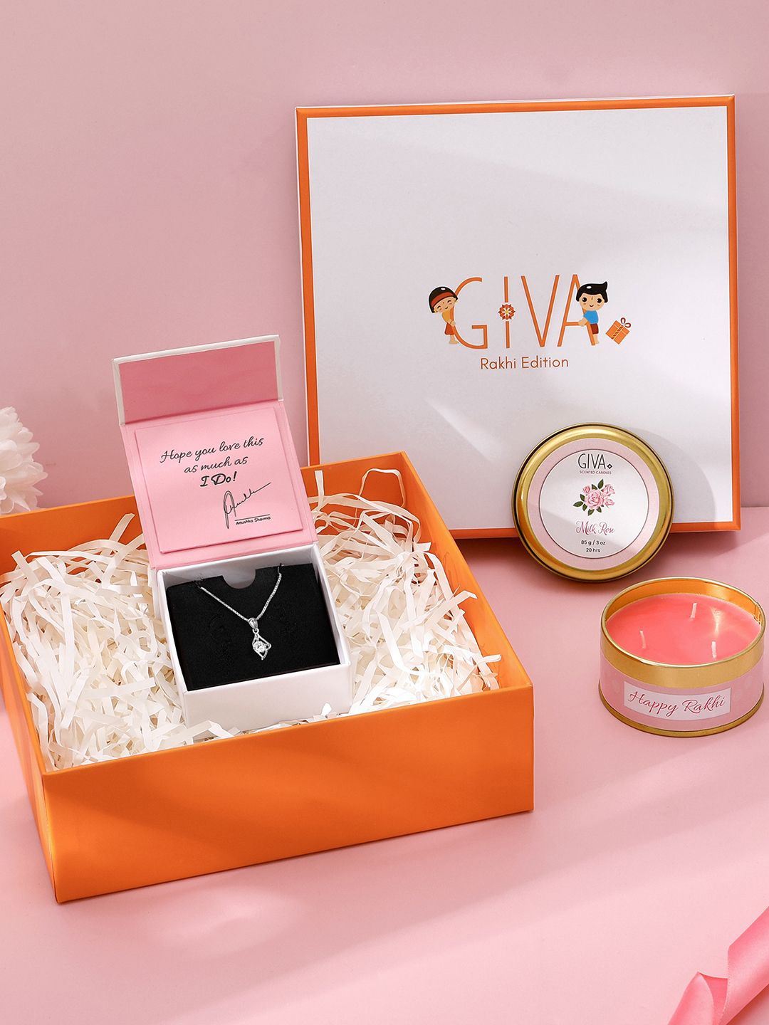 

GIVA 925 Silver Pendant & Candle Rakhi Gift Set