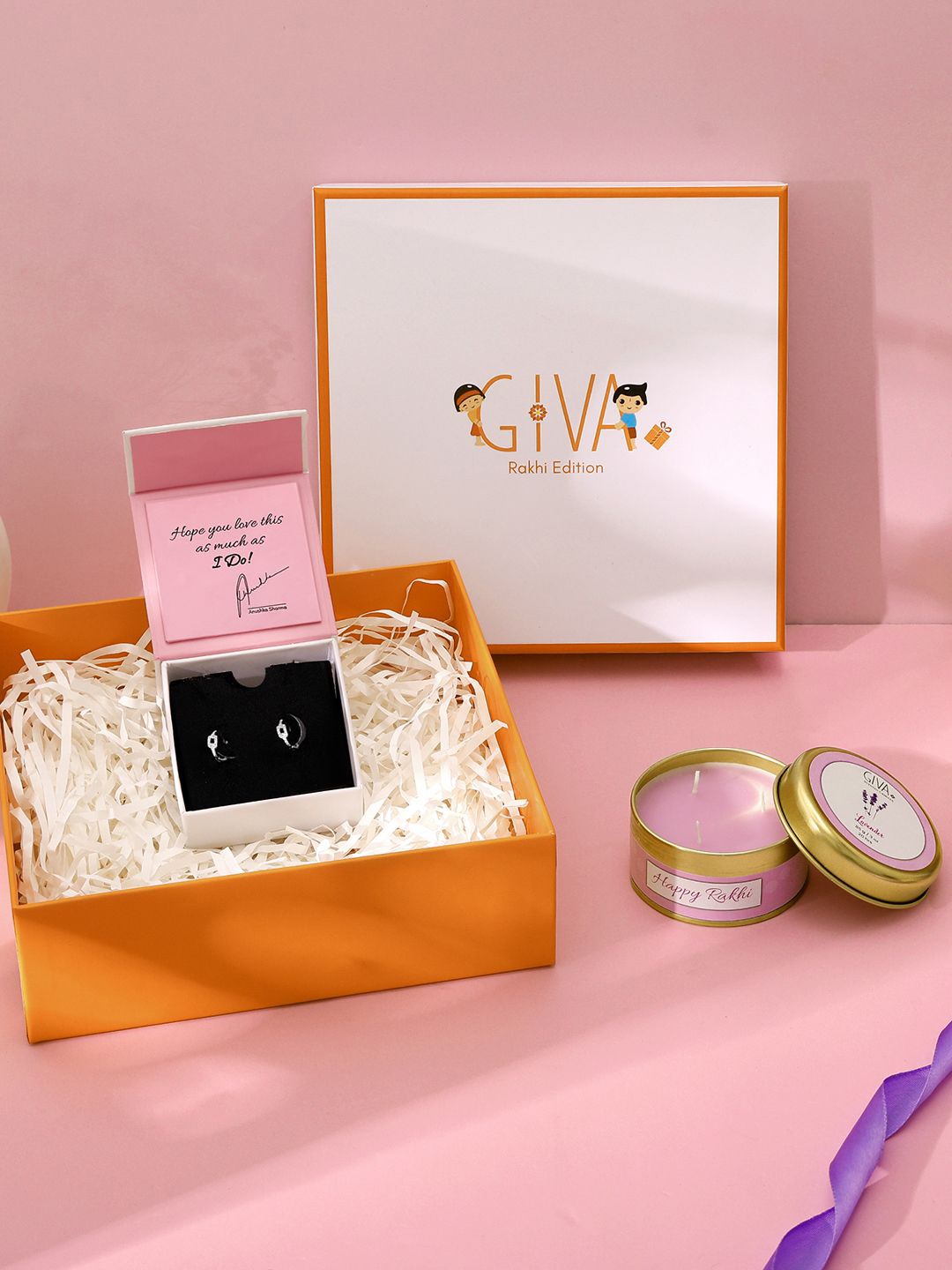 

GIVA 925 Silver Cubic Zirconia Studded Earrings With Candles Rakhi Gift Set