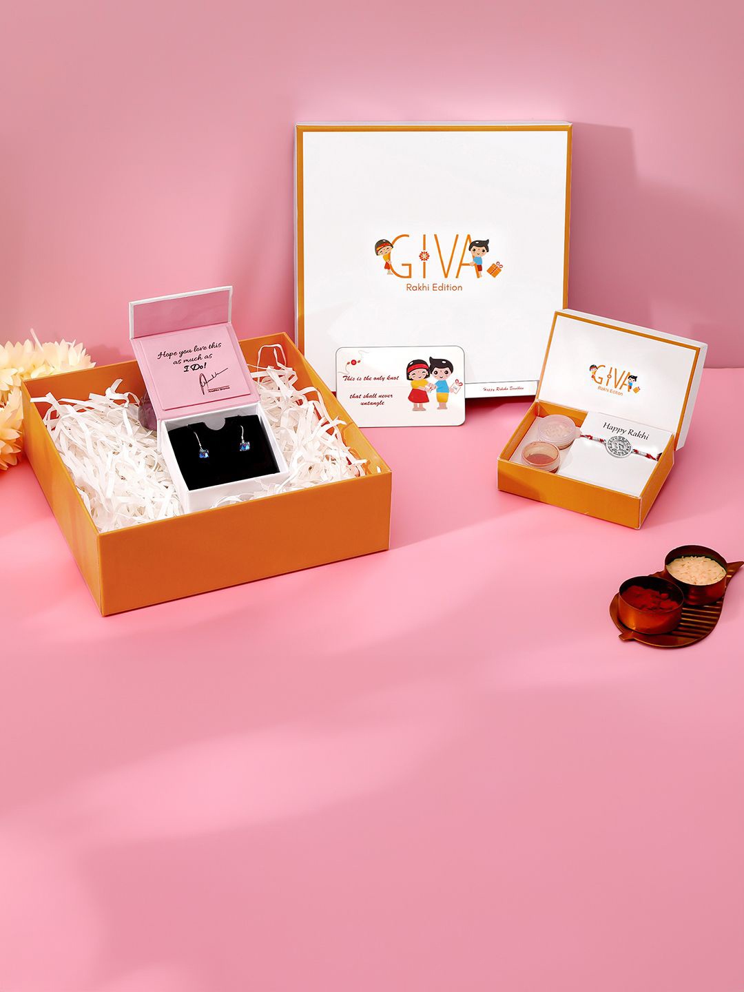 

GIVA Set Of 2 925 Silver The Everlasting Bond Combo Earrings & Rakhi Gift Set