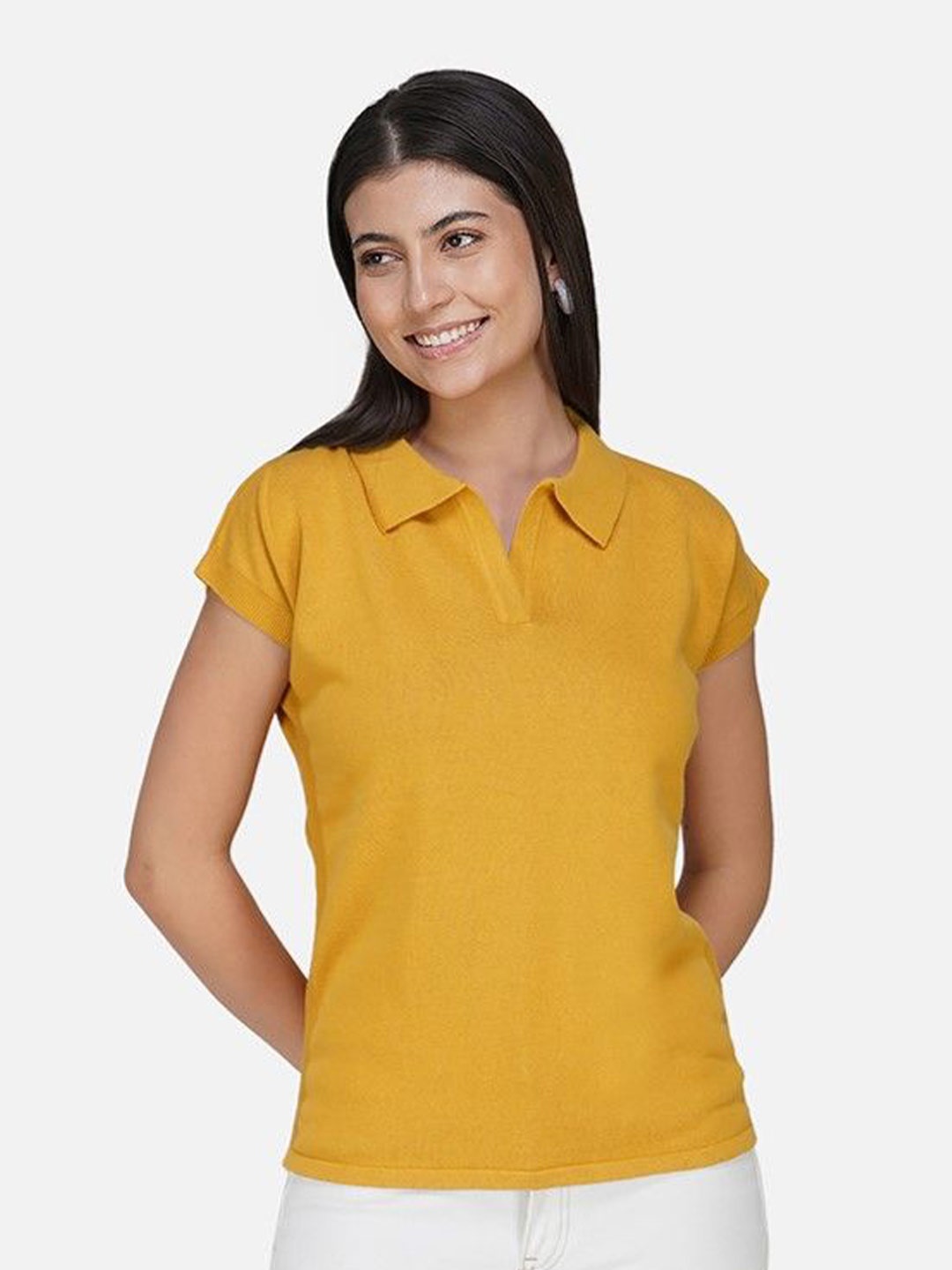 

Chemistry Women Cotton Shirt Style Top, Mustard