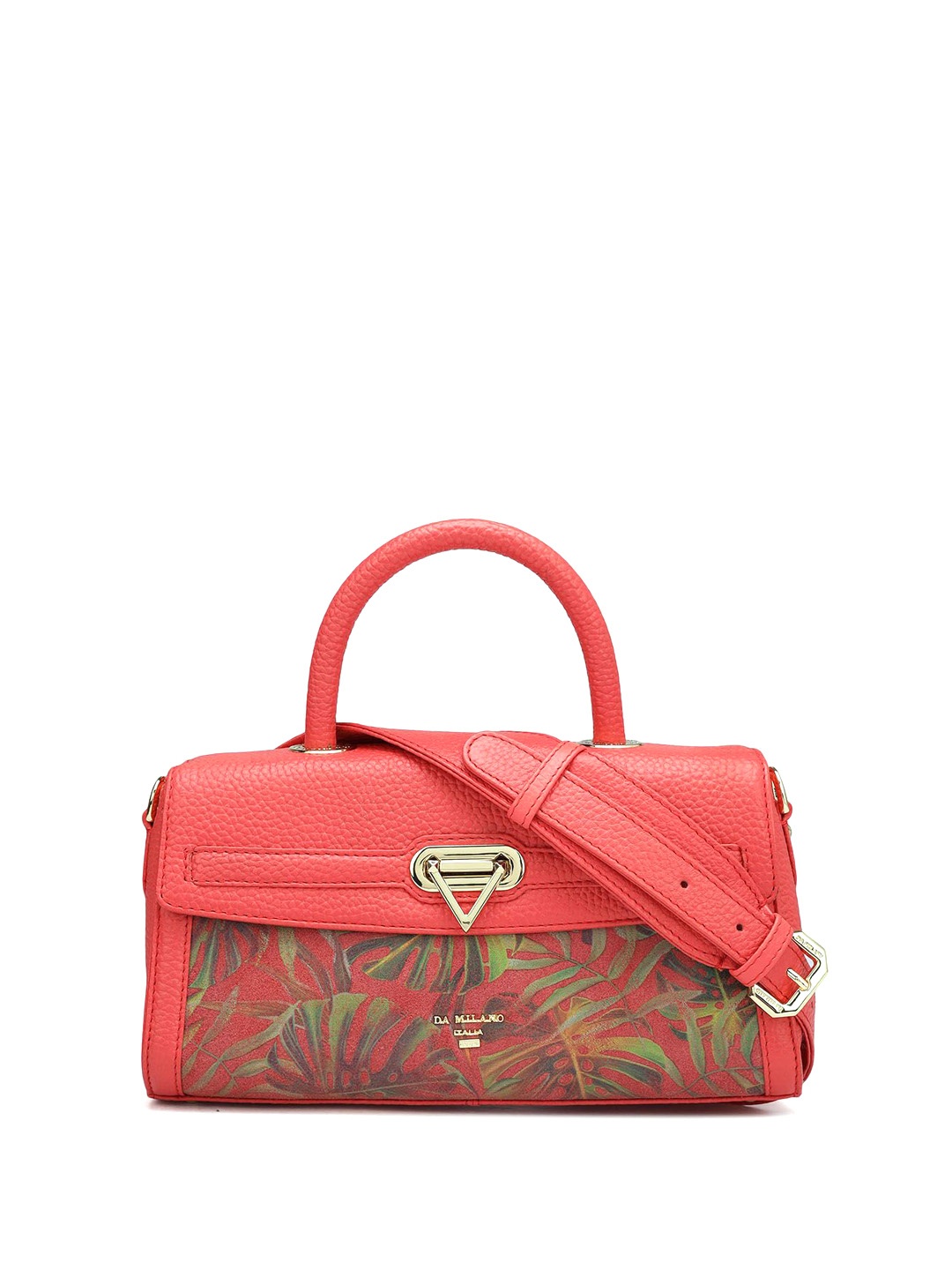 

Da Milano Women Printed Leather Structured Handheld Bag, Peach