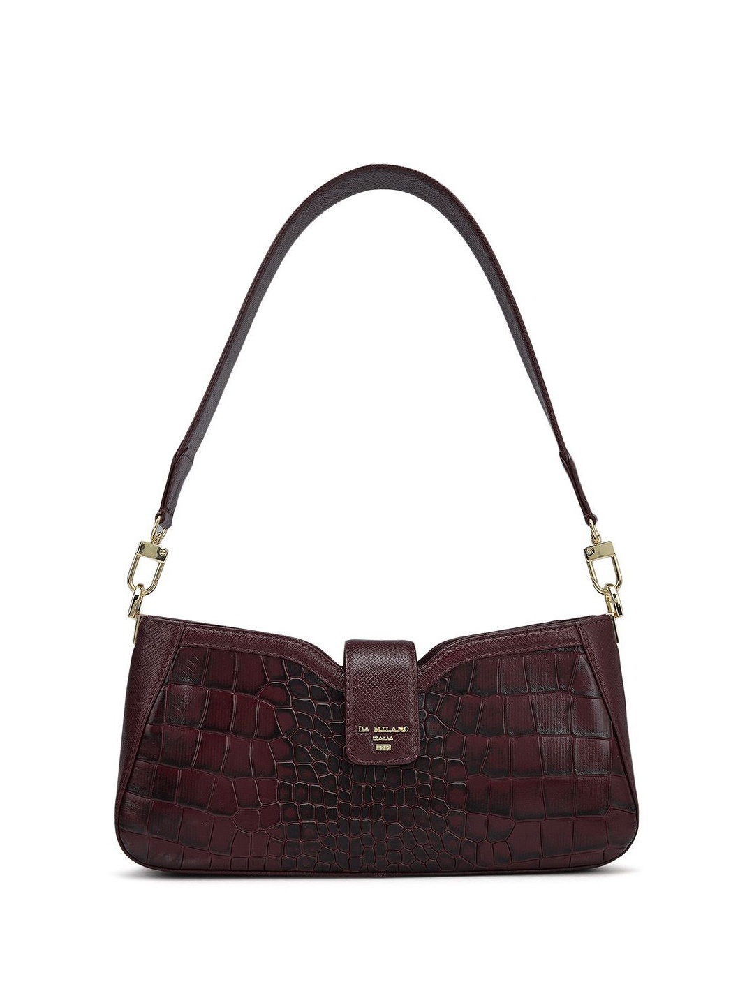 

Da Milano Women Leather Structured Shoulder Bag, Burgundy