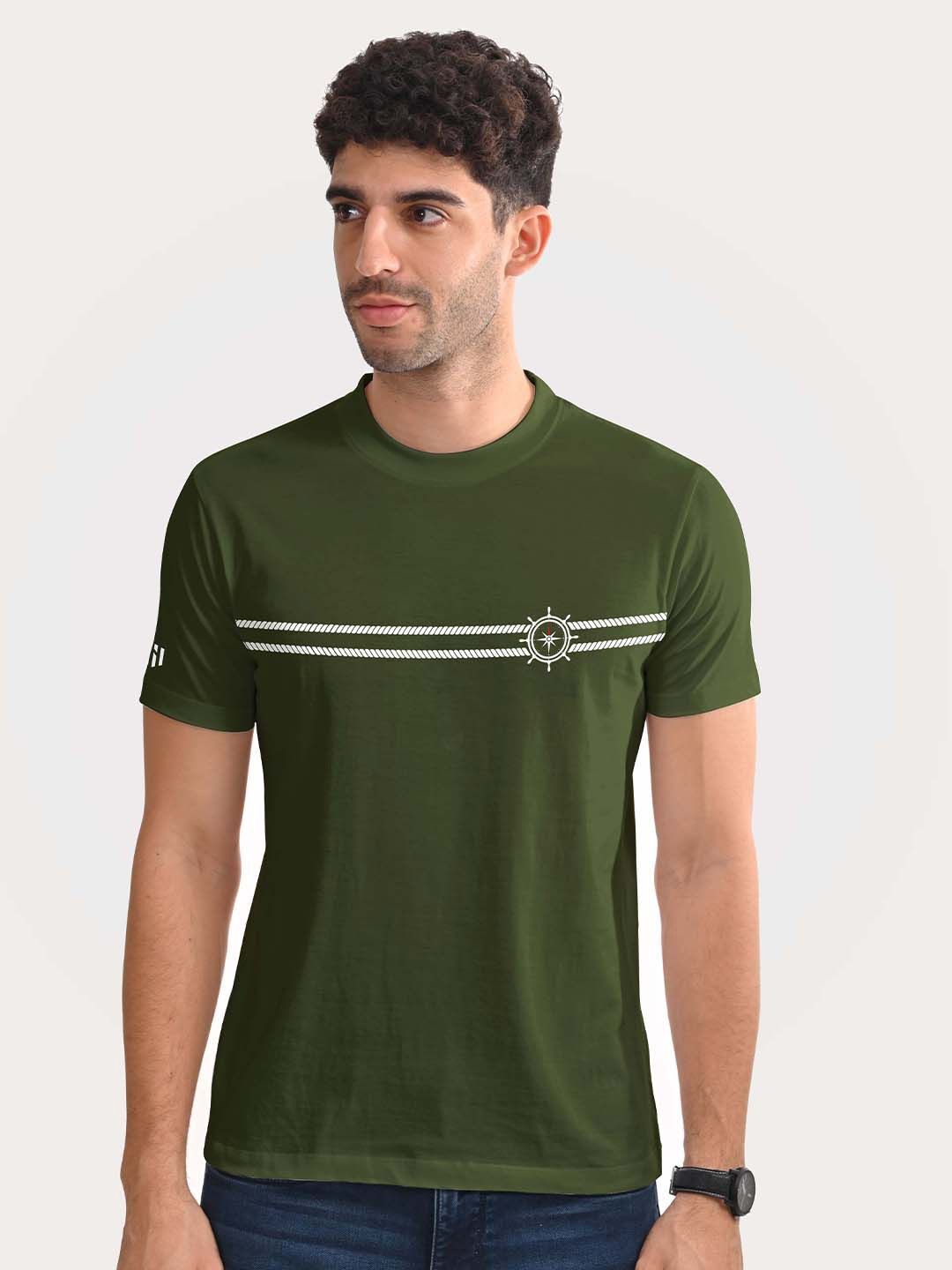 

Aero Armour Unisex Printed Round Neck Cotton Tshirt, Olive