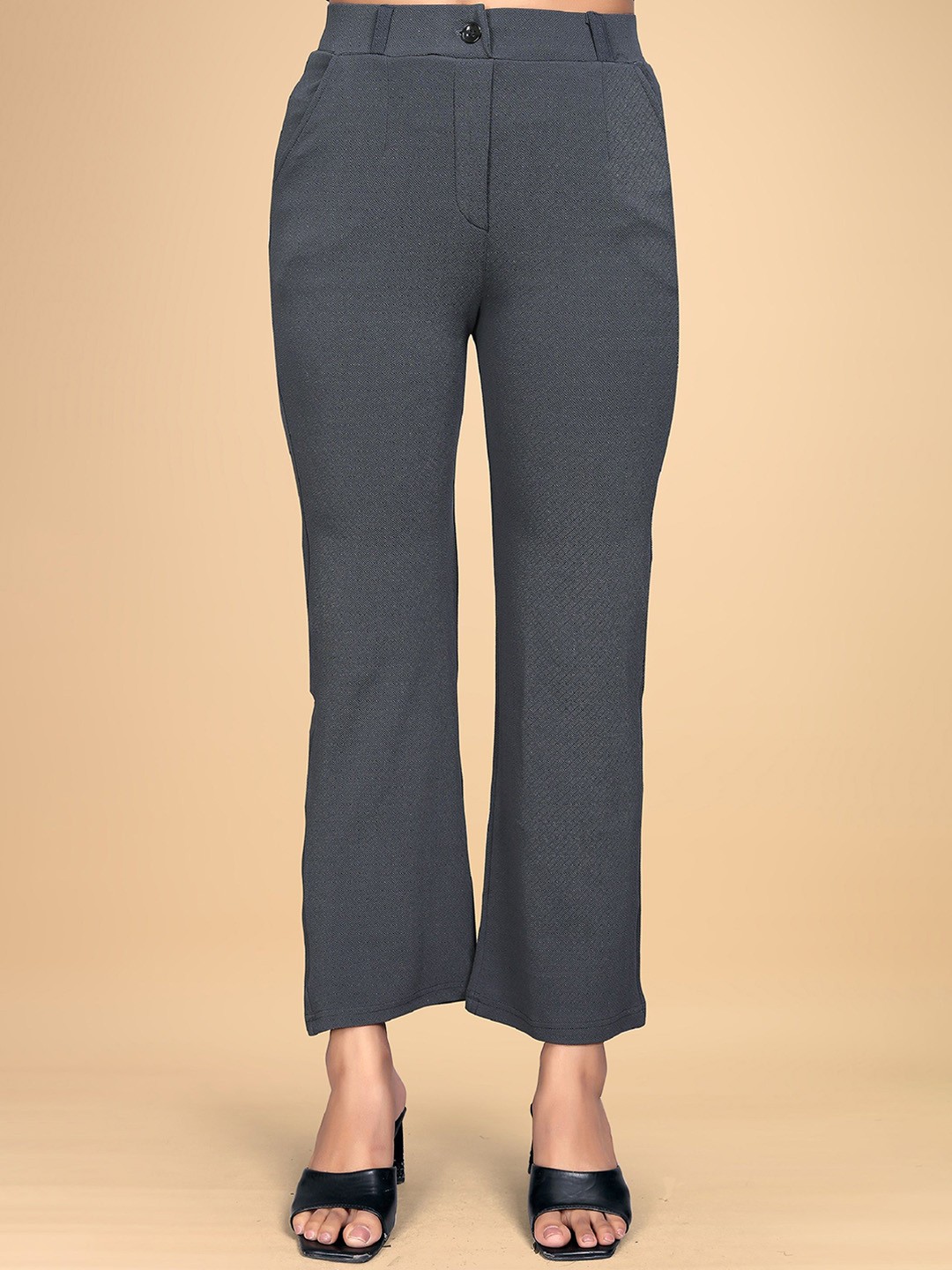 

BAESD Women Relaxed High-Rise Easy Wash Trousers, Grey