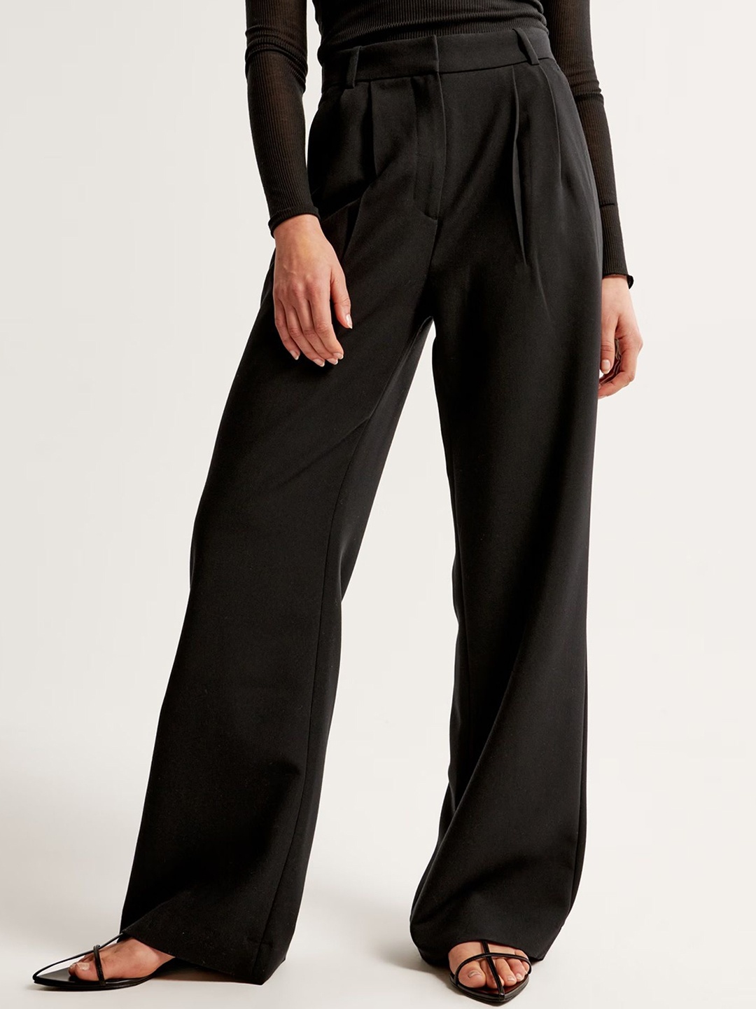 

FNOCKS Women Tailored High-Rise Wrinkle Free Flat-Front Trousers, Black