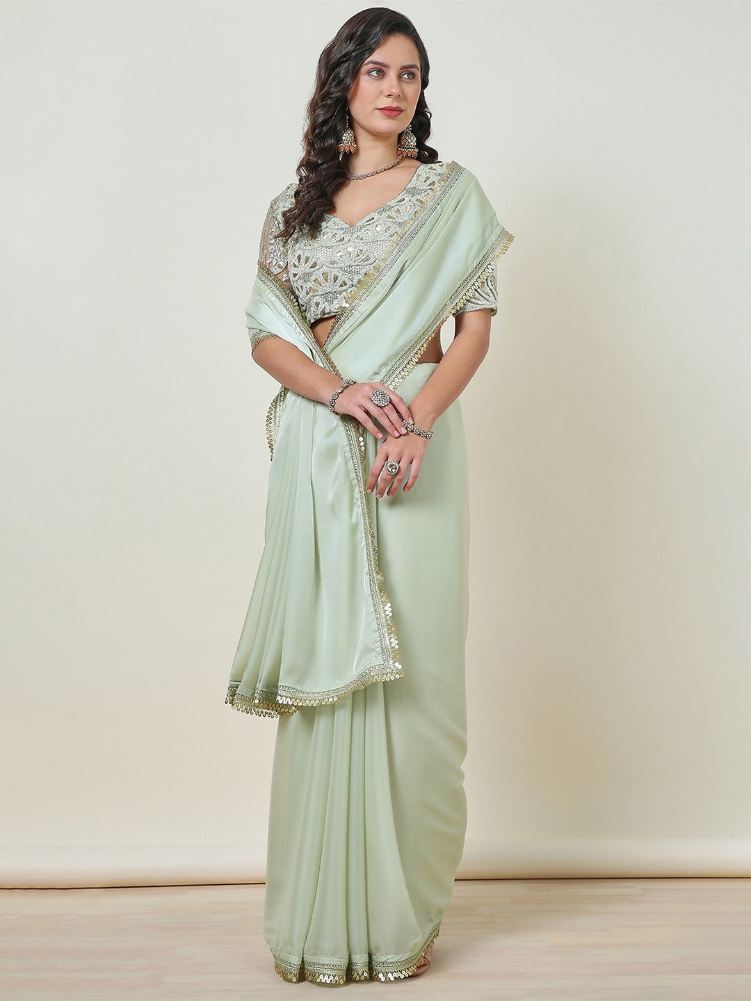 

Soch Embroidered Organza Saree with Sequin, Green