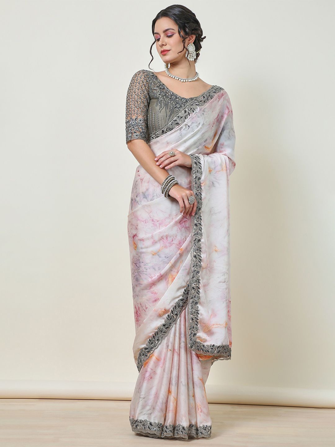 

Soch Embroidered Pure Crepe Saree, Pink