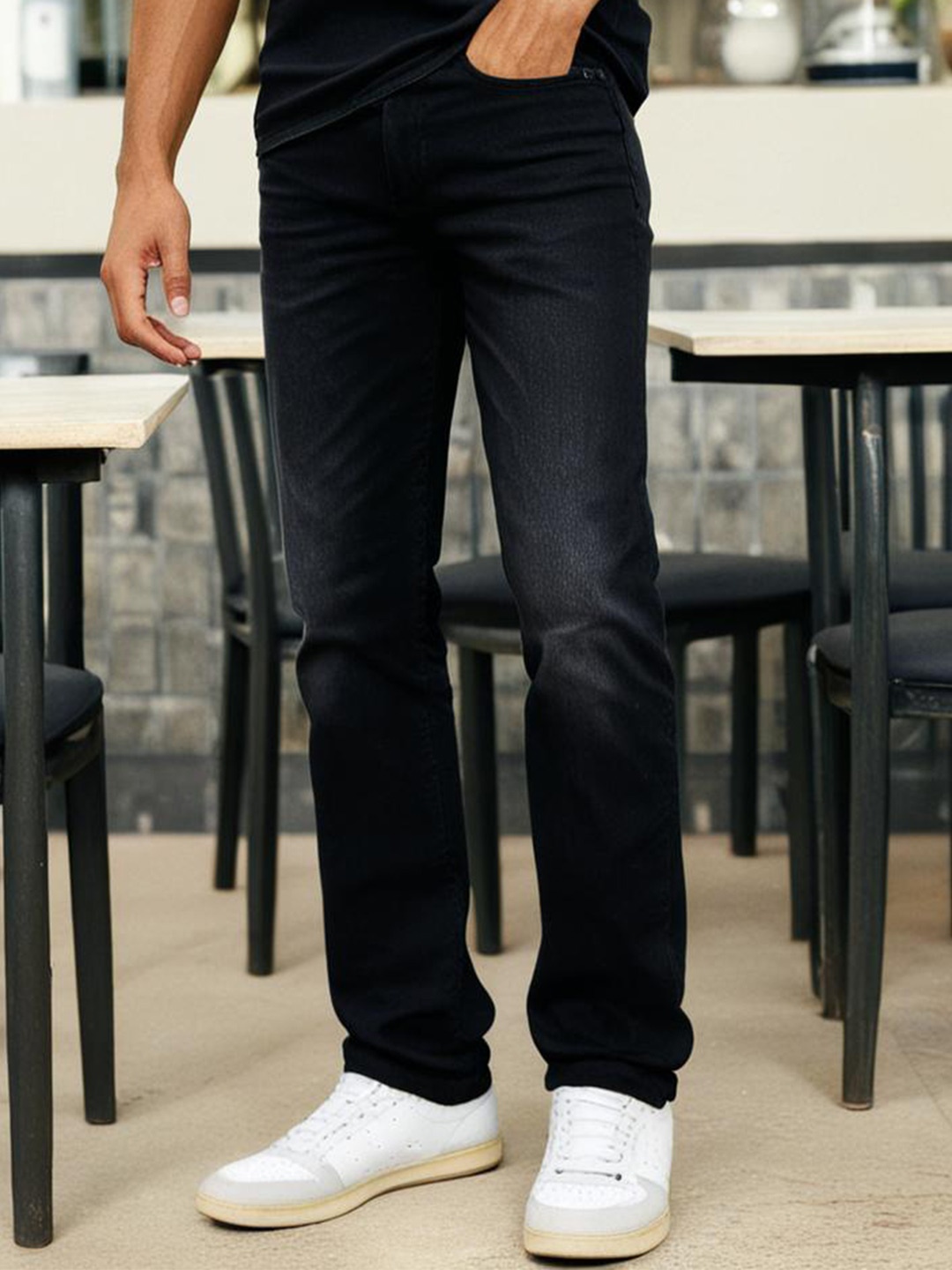 

Rigo Men Straight Fit Stretchable Cotton Jeans, Black